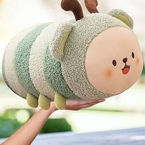 Kawaii Green Caterpillar Plush Body Pillow Stuffed Animal Toy